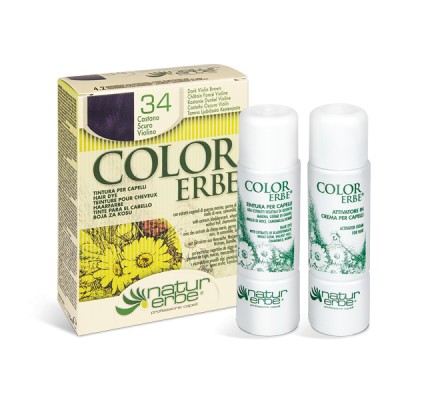 COLOR ERBE® 34 temno vijolično kostanjeva barva za lase COLOR ERBE® 34 temno vijolično kostanjeva barva za lase